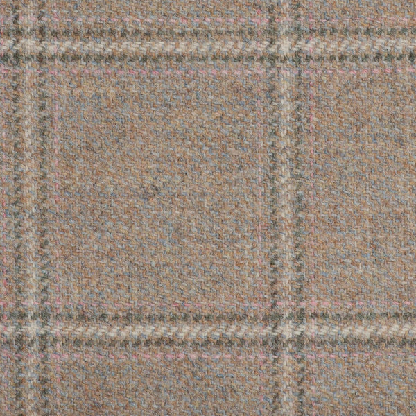 Light Fawn With Crème/Pink/Green Check Moonstone Tweed All Wool
