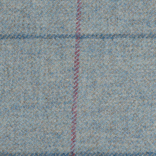 Blue/Grey With Red And Navy Check Moonstone Tweed All Wool