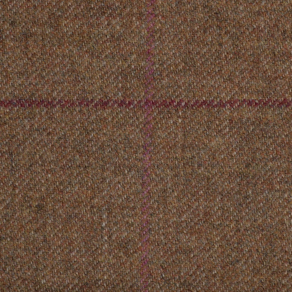 Medium Brown With Maroon And Pink Check Moonstone Tweed All Wool