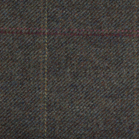 Murky Green With Rust/Gold/Pink/Red Check Moonstone Tweed All Wool