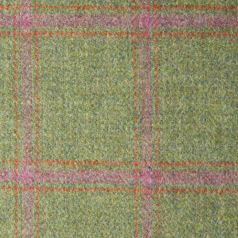 Green With Pink And Orange Check Moonstone Tweed All Wool