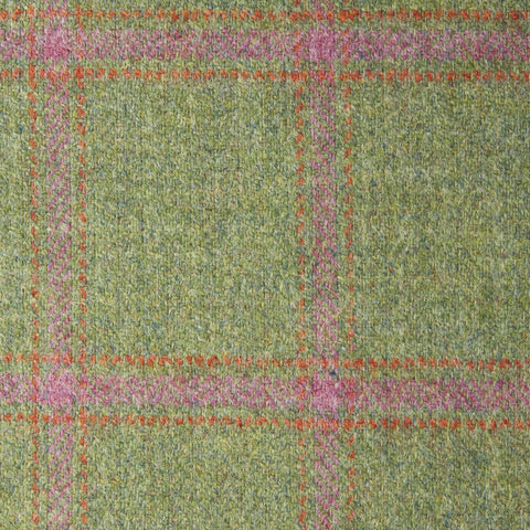 Green With Pink And Orange Check Moonstone Tweed All Wool