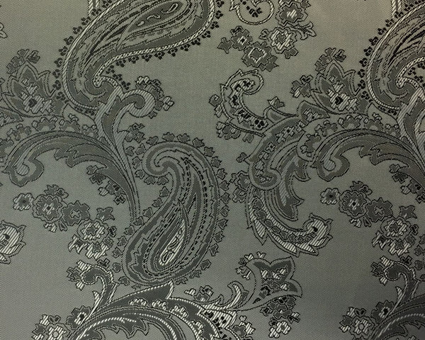 Silver And Black Paisley Lining 50% Viscose 50% Acetate