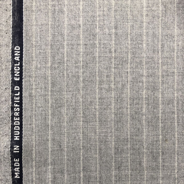 Light Grey Chalk Stripe Flannel Suiting Jacketing