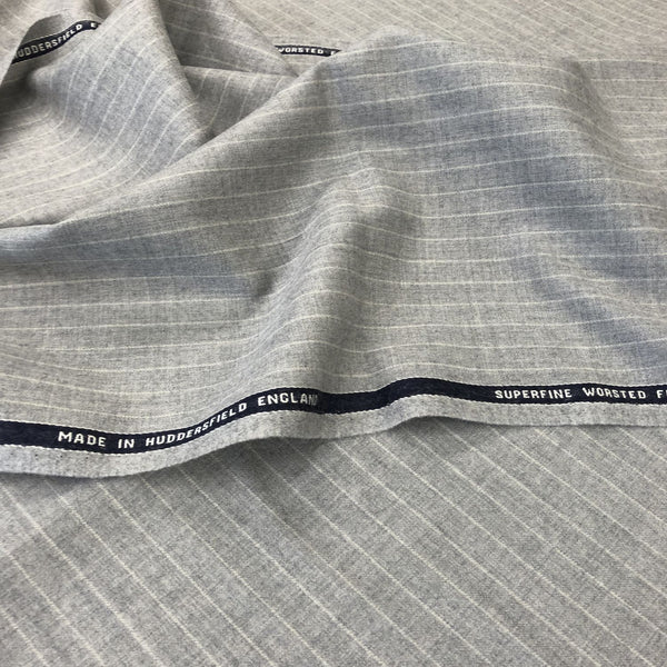 Light Grey Chalk Stripe Flannel Suiting Jacketing