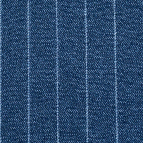 Blue Chalk Stripe 100% Merino Flannel Suiting