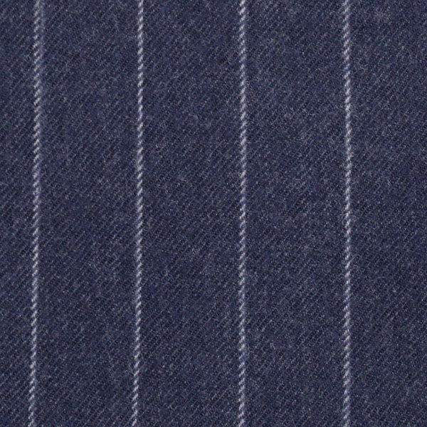 Navy Chalk Stripe 100% Merino Flannel Suiting