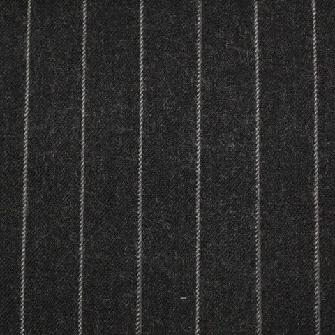 Dark Grey Chalk Stripe 100% Merino Flannel Suiting