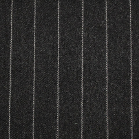 Dark Grey Chalk Stripe 100% Merino Flannel Suiting