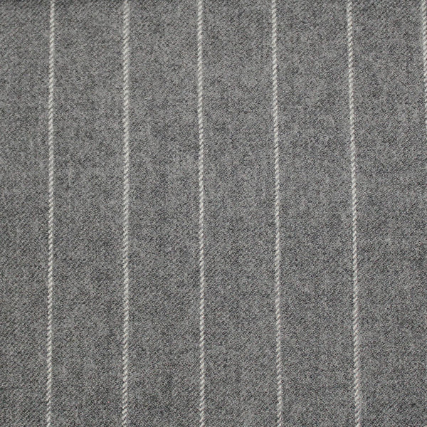 Light Grey Chalk Stripe 100% Merino Flannel Suiting
