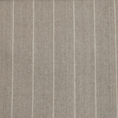 Stone Chalk Stripe 100% Merino Flannel Suiting