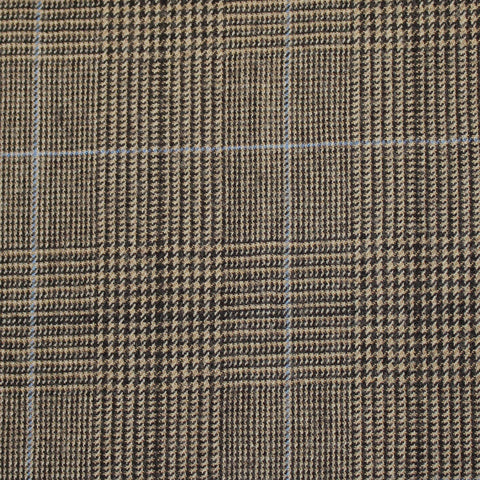 Light Brown And Black With Blue Overcheck Super 110's Flannel Suiting