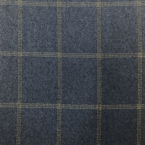 Blue Twill With Gold Check Flannel Suiting