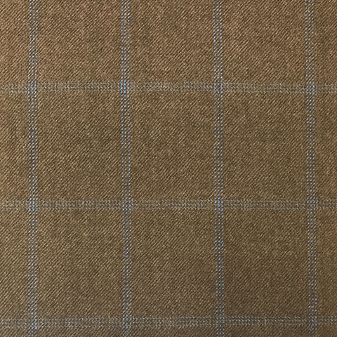 Brown Twill With Blue Check Flannel Suiting