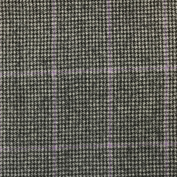 Black/Grey Dogtooth With Purple Check Flannel Suiting