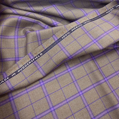 Beige With Purple/Lilac Check