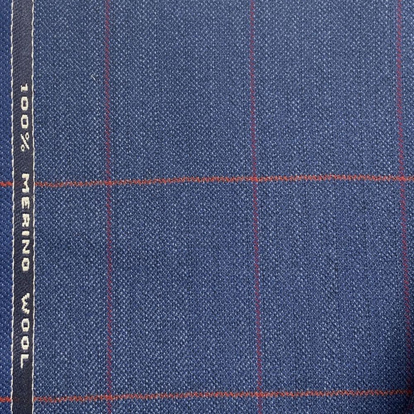 Blue Herringbone With Rose/Red Check