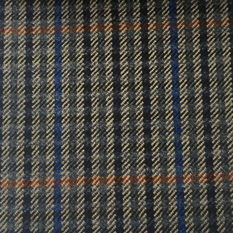Grey, Navy And Blue Gun Club Check With Blue And Rust Overcheck Country Tweed Jacketing