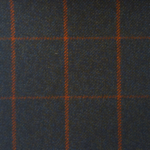 Navy And Brown With Orange Check Country Tweed Jacketing