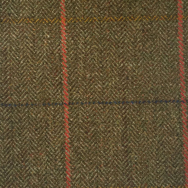 Green And Brown Herringbone With Yellow, Blue, Red And Brown Check Country Tweed Jacketing