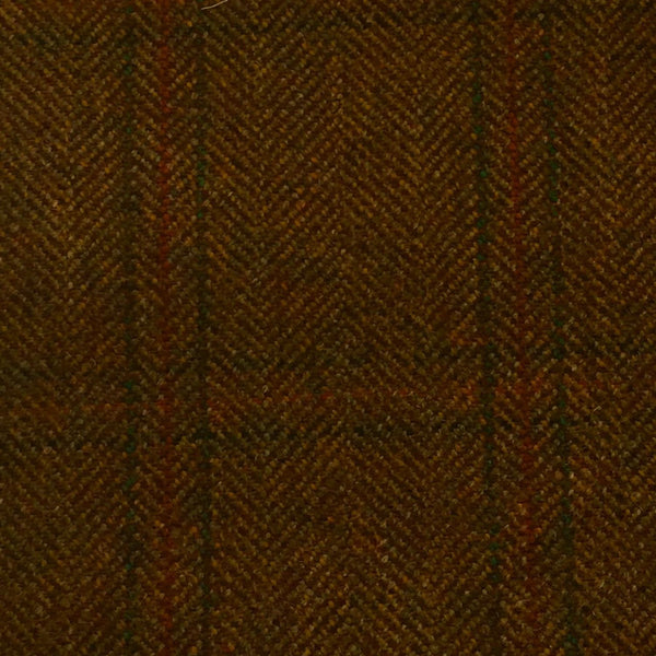 Brown And Fawn Herringbone With Green And Rust Check Country Tweed Jacketing