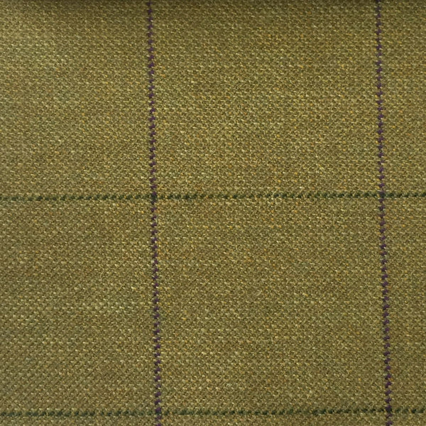 Gold Hopsack With Green And Purple Check Country Tweed Jacketing