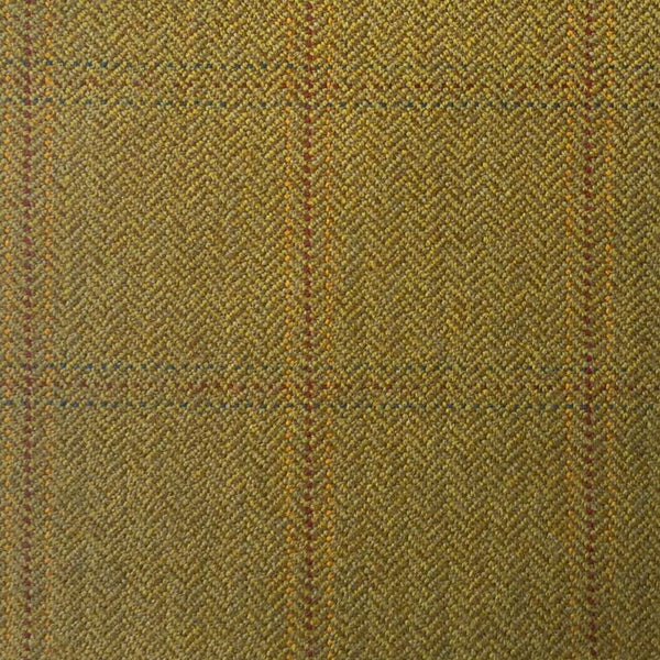 Light Green And Brown Herringbone With Maroon, Gold And Blue Check Country Tweed Jacketing