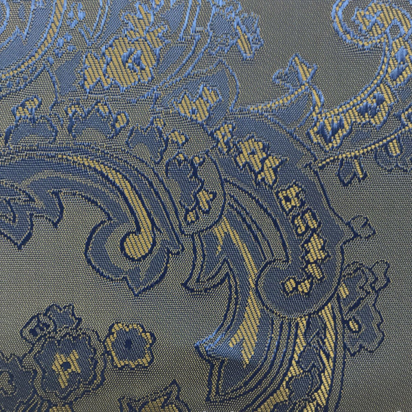 Blue with Gold Jacquard Woven Paisley design Lining