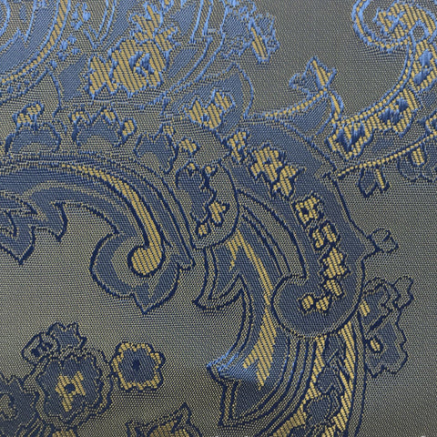 Blue with Gold Jacquard Woven Paisley design Lining