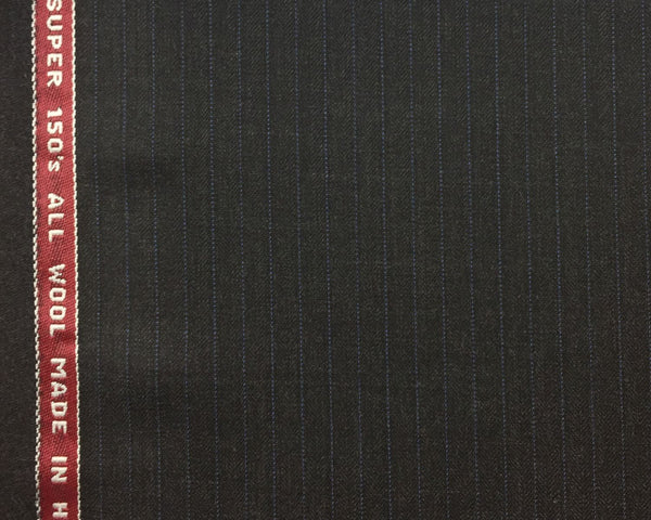 Charcoal Grey Herringbone With Blue Pin
