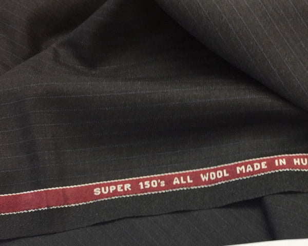 Charcoal Grey Herringbone With Blue Pin
