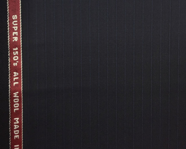 Navy Herringbone With Blue Pin