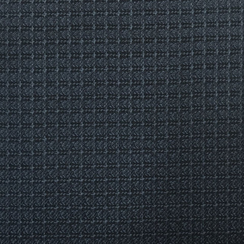 Navy & Black Block Check Weave Suiting Jacketing Fabric