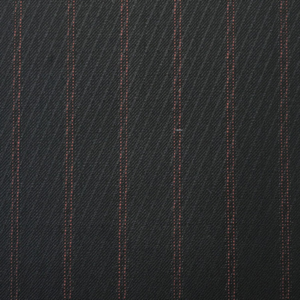 Navy With Fancy Double Red Pin Stripe Suiting Jacketing Fabric