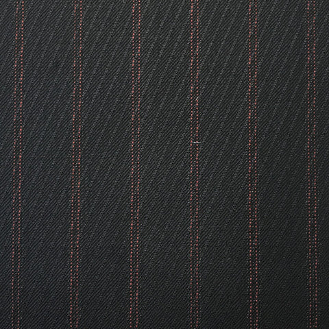 Navy With Fancy Double Red Pin Stripe Suiting Jacketing Fabric