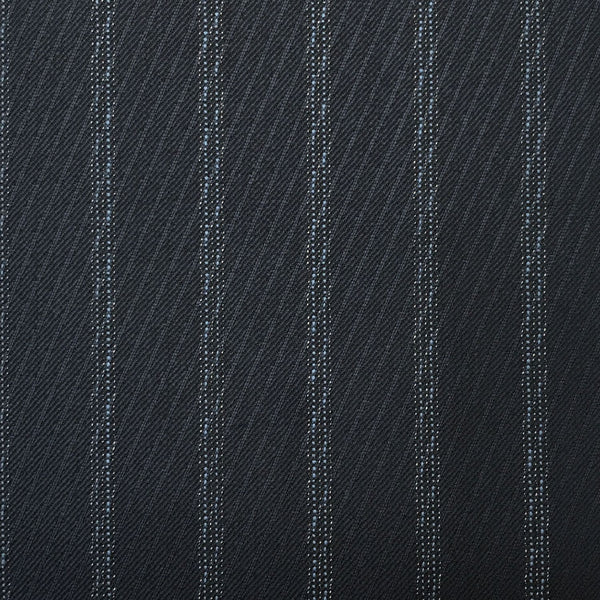 Navy With Fancy Double Blue Pin Stripe Suiting Jacketing Fabric