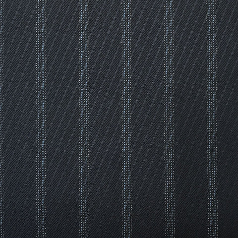 Navy With Fancy Double Blue Pin Stripe Suiting Jacketing Fabric