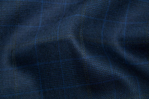 Royal Blue Tram Plaid With Gold & Blue Check