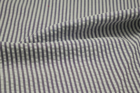 Purple & White Stripe Seersucker Fabric