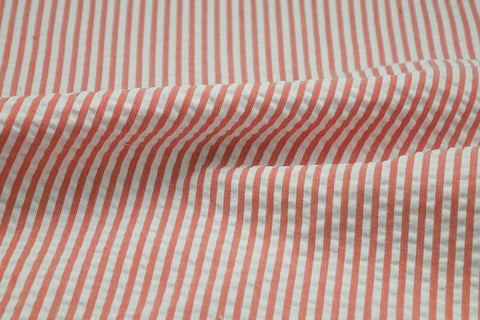Orange & White Stripe Seersucker Fabric