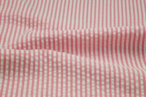 Pink & White Stripe Seersucker Fabric