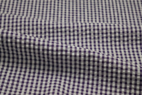 Purple & White Check Seersucker Fabric