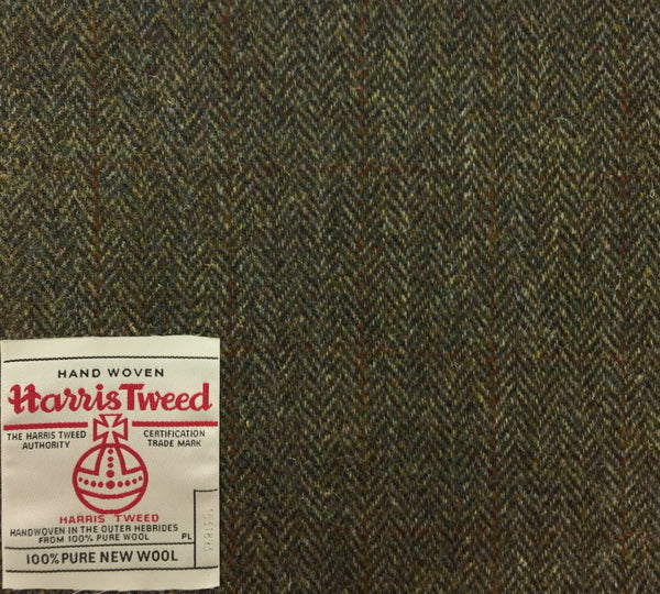 Fawn Herringbone With Rust/Brown Check Harris Tweed