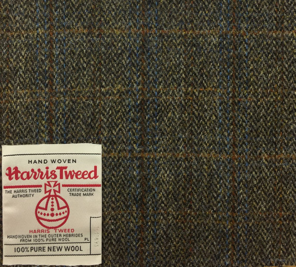 Fawn Herringbone With Blue/Rust Check Harris Tweed