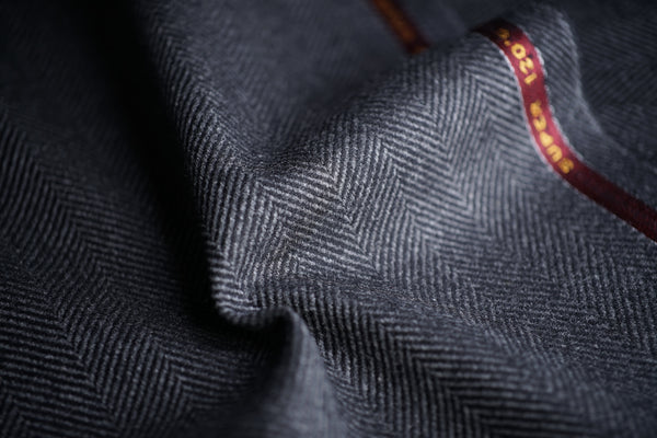 Charcoal & Black Herringbone 2cm