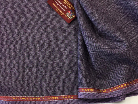 Purple Herringbone Design 100% Pure New Lambswool Jacketing
