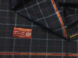 Navy Blue with red and baby blue Over check 100% Pure New Lambswool Jacketing