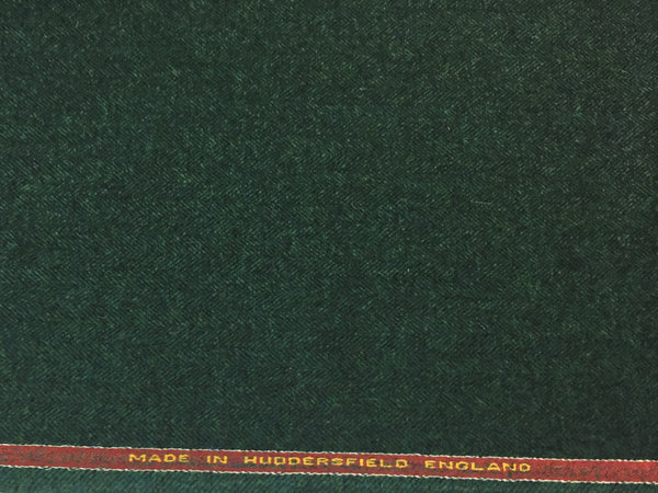 Green Herringbone 100% Pure New Lambswool Jacketing