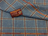 Baby Blue with red windowpane check 100% Pure New Lambswool Jacketing