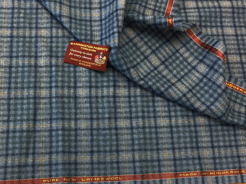 Light Blue with check 100% Pure New Lambswool Jacketing